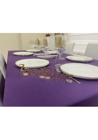 Sıvı Geçirmez Dertsiz Masa Örtüsü Mor 25 Parça
