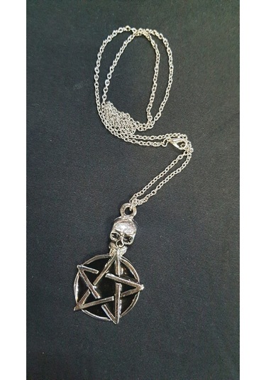 Dükkan Design Siyah Skull Pentagram Kolye Çok Renkli