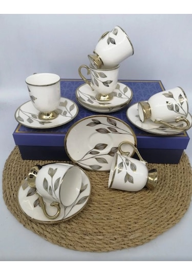 Şnr 101781 Kahve Fincanı Aisa 6'lı 1x6 Beyaz - Gold
