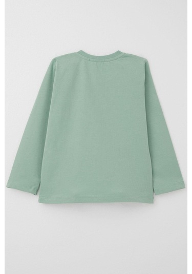 Breeze Erkek Bebek Uzun Kollu Tişört Cep Detaylı Cool Yazı Armalı 9 Ay-3 Yaş, Su Yeşili Su Yeşili