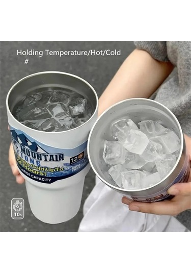 30oz Buz Bar Bardağı Yaz Kahve Fincanı Araba Su Bardağı 304 Paslanmaz Çelik Yalıtım Soğuk Tutmak Fincan Taşınabilir Çift Bardak Gümüş Diğer