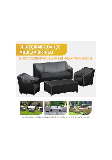 Haegs Çift Kişilik Bahçe Koltuk Örtüsü, Koruma Kılıfı, Su Geçirmez Açık Hava Bahçe Mobilya Kılıfları, Dış Mekan Sandalye Kılıfı Örtü Branda, Ağır Hizmet Tipi, 230-105-80cm - Siyah