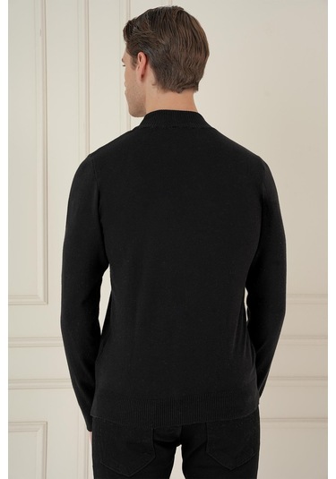 Tr 876 Slim Fit Siyah Klasik Triko Siyah