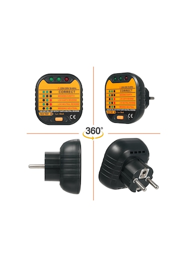 Springsun Taşınabilir Fiş Ve Priz Devre Test Cihazı Polarite Ve Voltaj Test Cihazı