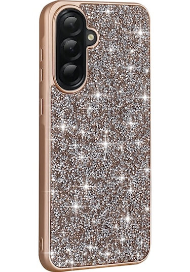 Samsung Galaxy Uyumlu A36 Kılıf Parlak Taşlı Tasarım Kamera Yükseltili Korumalı Kapak Pırlanta Gri