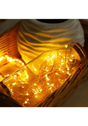 Ximistore9 Usb Kumandalı 8 Modlu Led Işık Askısı 10 Metre Bakır Tel Sıcak Beyaz Noel Halloween Düğün Dekorasyon Işıklı