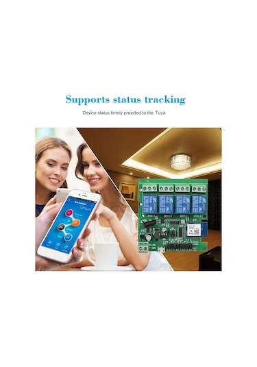 Geeroyoo Akıllı Ev Uzak Kumanda Anahtarı - 4 Kanal Tuşlama Modülü 5v/7-32v, Wıfı+rf Kumanda Dahil Koyu Yeşil