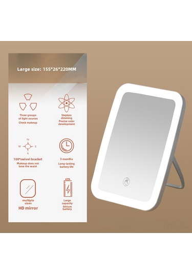 Geeroyoo Led Işıklı Masaüstü Makyaj Aynası, Şarj Edilebilir, Üçlü Işık Kaynağı, Katlanabilir, Kadınlar İçin, Büyük Boy 155 26 220mm , Pembe Diğer