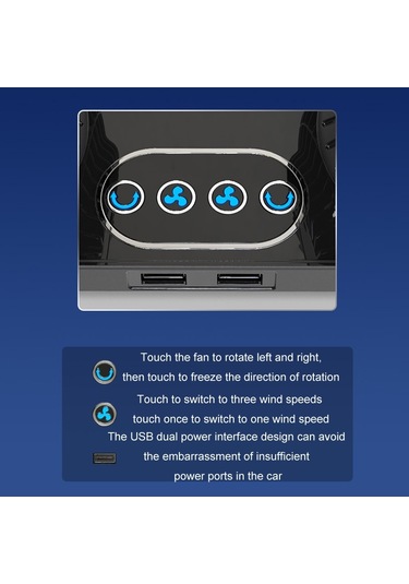 F623u 12v/24v Araç Elektrikli Salınımlı Kafa Dönebilen Çift Kafalı Fan Deluxe