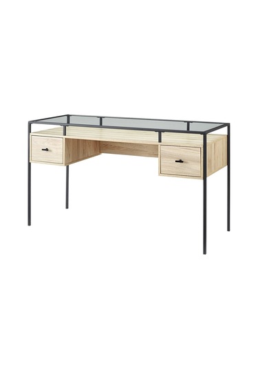 Gianna Siyah Metal Çalışma Masası Kahve