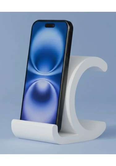 Dekoratif C Harfi Tasarımlı Masaüstü Akıllı Telefon Standı Ve Tutucu Beyaz