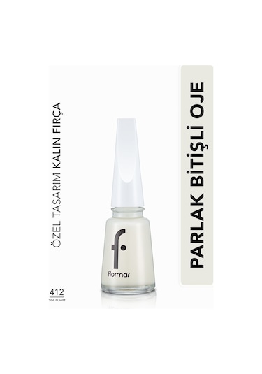 Flormar Sedefli Parlak Oje (TRANSPARAN) - Nail Enamel - 412 Sea Foam - 8682536036023