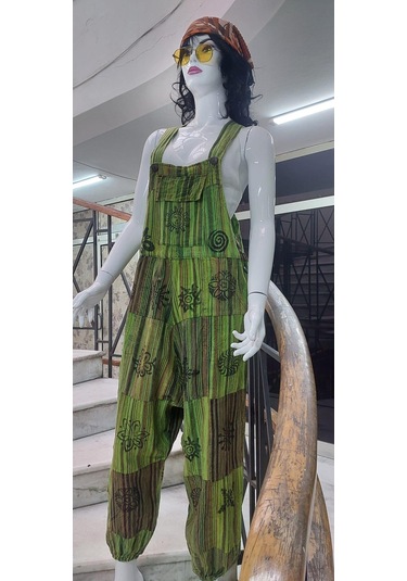 Hint Otantik Yıkamalı Taşlanmış Neon Şalvar Tulum Çok Renkli