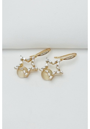 Rose Altın Kaplama Vip Seri Xuping Baget Taşlı Sallantılı Yıldız Rose Gold