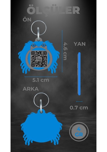 Petjoo 11.Lucy Mavi-Gri Qr'lı Köpek Künyesi