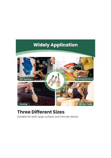 Xurunkeji Tebeşir Ve Balmumu Boya Fırçası Seti, Tebeşir Boyası, Mobilya İçin Süt Boyası, 1 Büyük Oval Fırça Ve 2 Küçük Yuvarlak Fırça