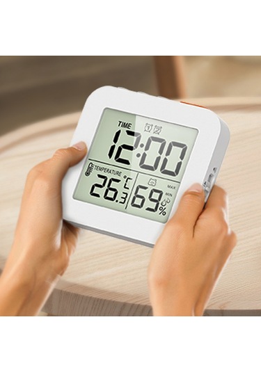 Skycity Beyaz İngilizce Lcd Ekranlı Çok Fonksiyonlu Saat - Sıcaklık, Nem Ölçer, İki Alarm Ve Döngüsel Zamanlayıcı