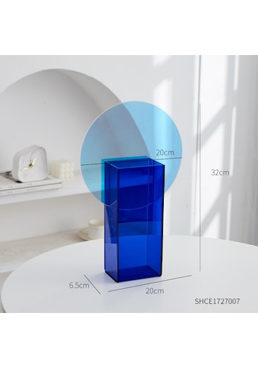 Vazo Mavi 1-modern Akrilik Doku Kutusu Şeffaf Moda Peçete Tutucu Ev Dekorasyon Oturma Ofis Odası Masa Dekoru Aksesuarları Dekoratif Kutu