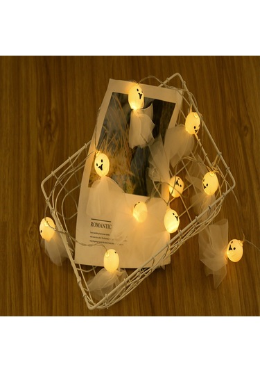 Suofeng Halloween Dekoratif Işık Zinciri 10 Led Fantom/kemik/örümcek Desenli Pil Yok Duvar/veranda Süsü