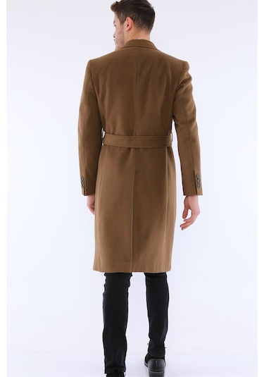 Plt8400 Dewberry Erkek Palto-Camel-Camel Koyu Camel