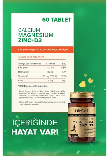 Lifecell Calcium Magnesium Zinc + D3 60 Tablet