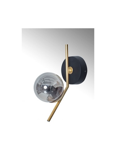 Luzarana Elit Sarı Siyah Metal Gövde Füme Camlı Tasarım  Yatay Aplik