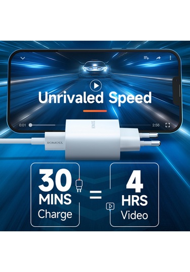 Jeemson Beyaz Romoss Çift Port Usb-a+type-c 20w Hızlı Şarj Cihazı - Qc 3.0 Pd 3.0 Desteği, Seyahat Ve Dış Mekan İçin Kompakt Tasarım