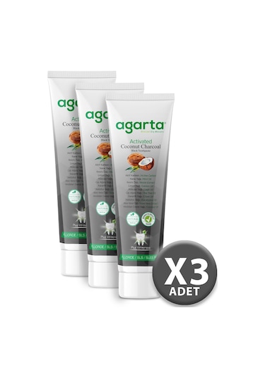 Agarta Doğal Hindistan Cevizi Özlü Aktif Karbon Diş Macunu 3 x 100 ML