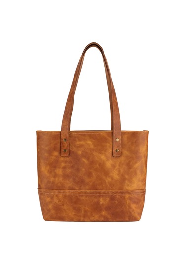 Twingold İsme Özel Tote Bag El Omuz Çantası - %100 Rainbow Deri - Ac03003 - Camel Camel