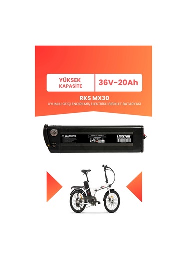 Rks Mx30 Uyumlu 36v 20ah Elektrikli Bisiklet Bataryası Siyah
