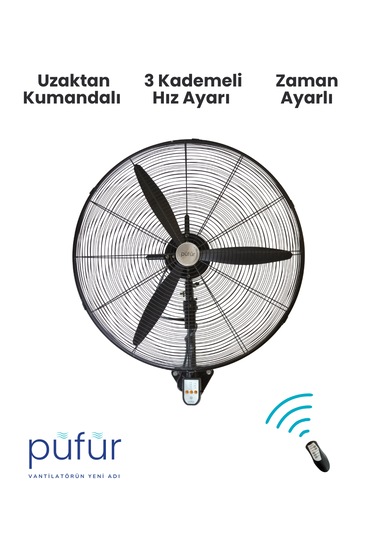 Püfür Kumandalı, Sanayi Duvar Tipi Endüstriyel Vantilatör 75 Cm