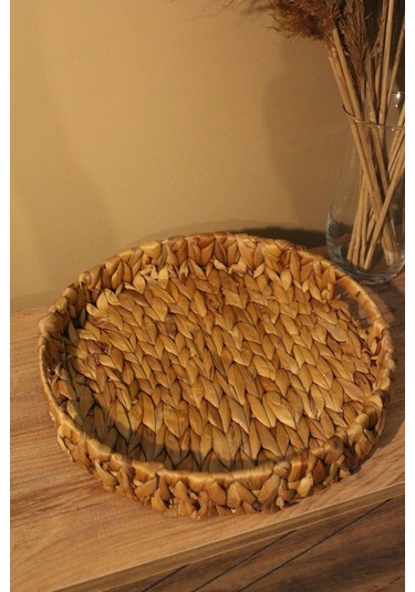 Hasır Su Sümbülü Yuvarlak Tepsi Orta Boy Organizer Düzenleyici Diğer