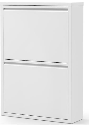 2 Raflı Metal Ayakkabılık Beyaz Ayakkabı Rafı Rehome