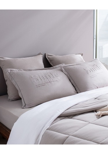 Madame Coco Bobigny Çift Kişilik Pamuklu Supersoft Comforter Set - Gri Gri