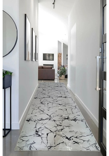 Arbese Kaymaz Taban Halı Koridor Antre Mutfak Yatak Odası Kesme Jel Yolluk Gri-1008