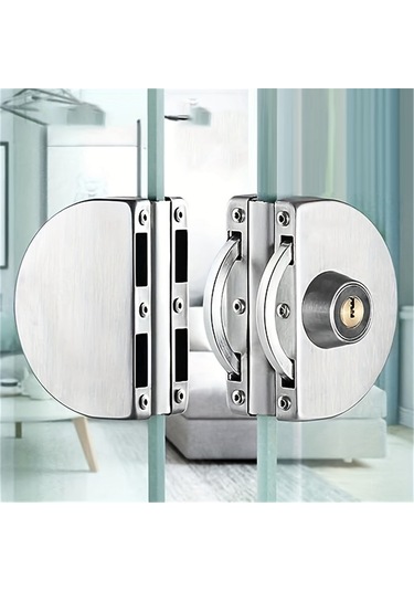 Nayomiglow Cam Vitrin/vitrin Kilitleri Paslanmaz Çelik Çift Kapı Delmeye Gerek Yok 2 Anahtarlı Kolay Kurulumlu Ev Aleti