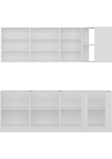 Minar 225cm Köşe Mutfak Dolabı - Beyaz/dore K225-d1