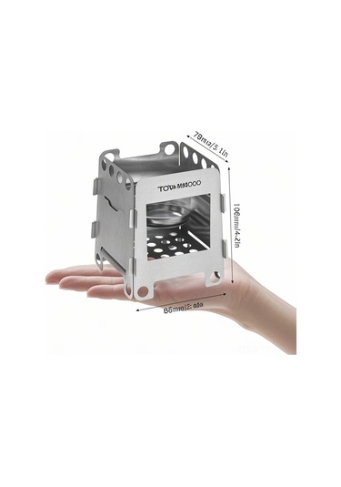 Geeksen Stainless Steel Kamp Fırını Seti: Odun Ve Alkolle Çalışır, Izgara Ağı + Fritöz Tepsisi, Outdoora Uygun Gümüş