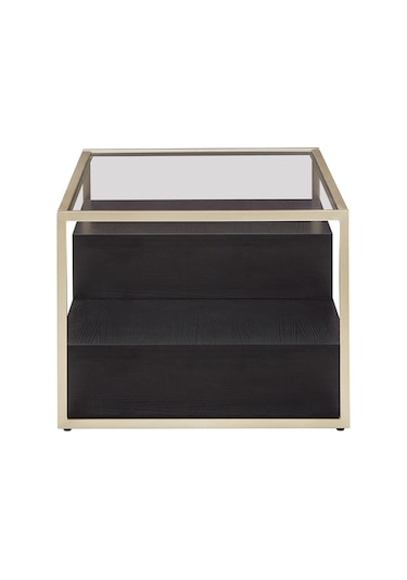 Faye Gold Metal Ahşap&cam Orta Sehpa