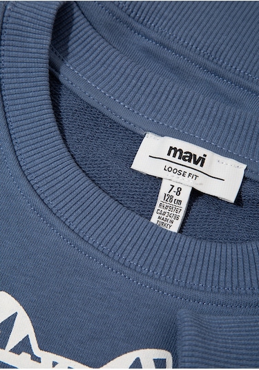 Mavi - Mavi Kedi Baskılı Mavi Sweatshhirt 7s10133-86702 Mavi