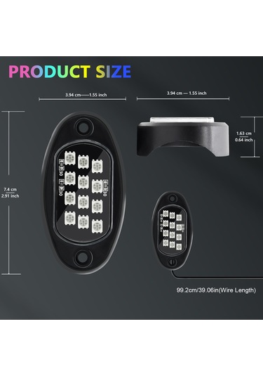 Led Kaya Işıkları 4 Adet Çok Renkli Led Işıklar Parlaklık K22432-4-3