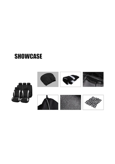 Padalink Otomobil Koltuk Koruyucu Seti 9 Parça - Kumaş, Tüm Mevsim Kullanıma Uygun, İç Döşeme Dekorasyonu Ve Koruması, Gri Renk