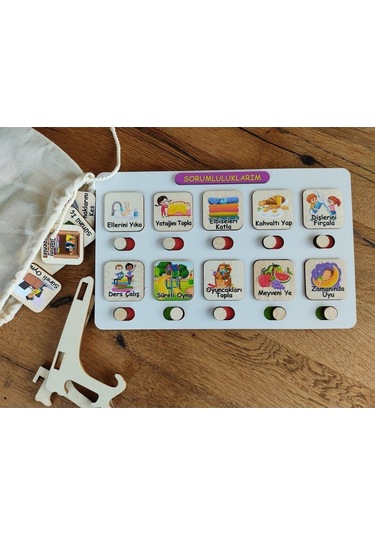 Sorumluluk Ve Görev Tablosu - Montessori Eğitici Ve Eğlenceli Ahşap Oyuncak