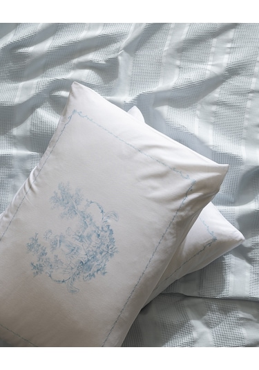 Mathilda Tek Kişilik %100 Pamuk Karde Düz Pike Takımı - Açık Mavi 8684427195352 Mavi