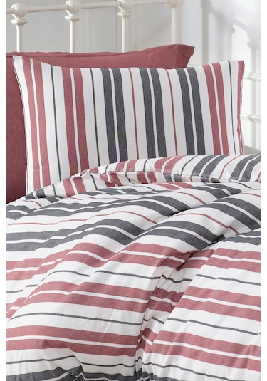 Enlora Home İpliği Boyalı Junior Nevresim Seti Tek Kişilik Monako Bordo