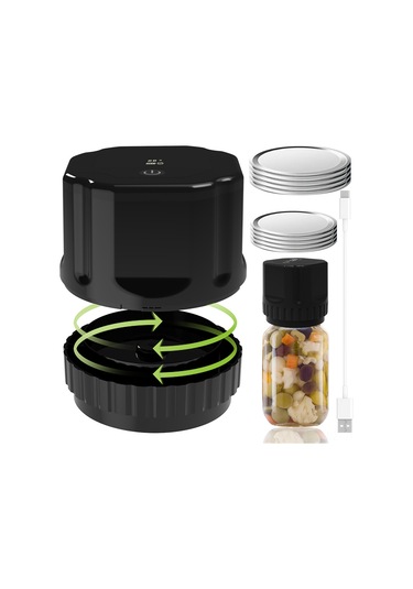 Wezone Mason Kavanozu Elektrikli Vakum Kapama Makinesi 3.5l 80kpa Lcd Ekranlı Type-c Şarjlı Otomatik Besin Muhafaza Aleti 10 Kapağı Ve Açıcı İle Siyah Siyah
