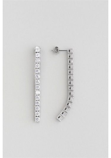 Fashion Kare Kalın Zirkon Taşlı Kararmaz Küpe Yeni Sezon 4.5cm Gümüş