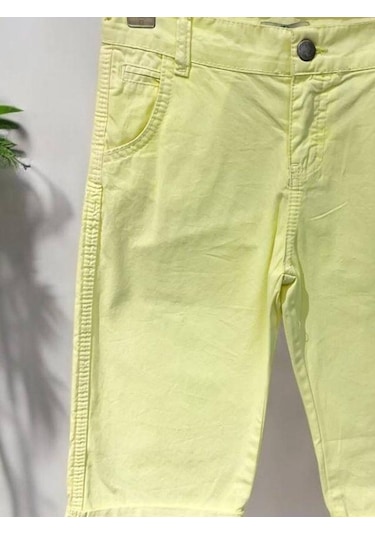 Zekids Erkek Çocuk Dokuma Kapri Şort-10726 Sarı