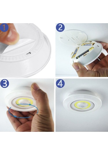 Buffer 3lü Uzaktan Kumandalı Pilli Yapışkanlı Kablosuz Led Spot Lambalar Renkli