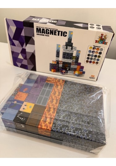 100 Parça Manyetik Bloklar Yapı Blokları Mavi Kale Temalı Yapı Taşı 2.5 Cm